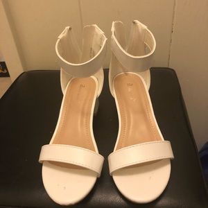 Open-toed White Anne Marie heels 1”
